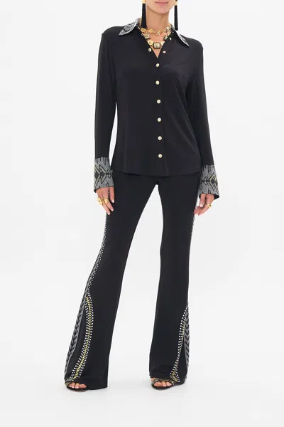 Camilla Fitted Jersey Shirt They Called Her Nefertari In Black