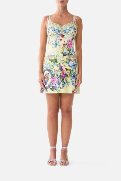 Camilla Fitted Short Dress With Topstitching In Chinoiserie Child