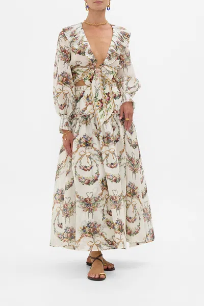 Camilla Fitted Waist Gathered Skirt With Lining Dressing Room Drama In White