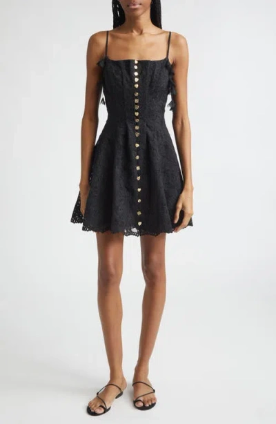 Camilla Flamenco Folklore Lace Corset Minidress In Black