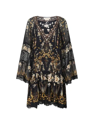 Camilla Flamenco Folklore Mini Dress In Black