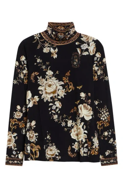 Camilla Flamenco Folklore Print Jersey Turtleneck Top In Multi