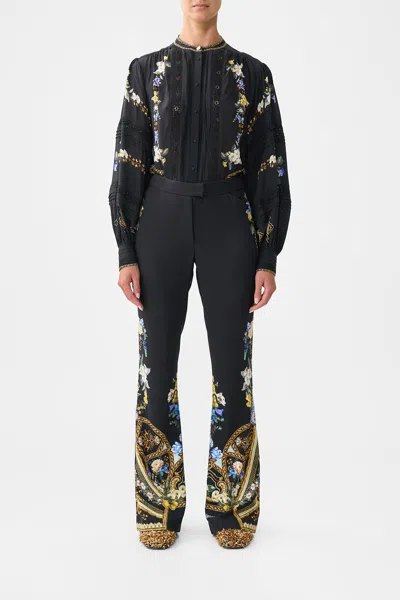 Camilla Flare Trouser With Seam Detail Ottoman Elegance In Black