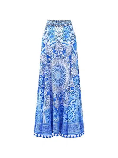 Camilla Flared Maxi Skirt In Blue