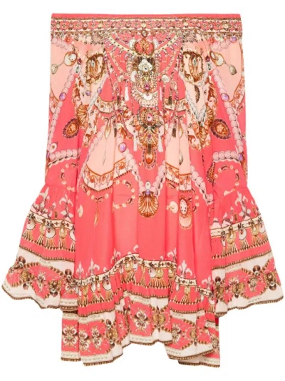 Camilla Flared Rhinestone-embellished Mini Dress In Burgundy