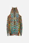 Camilla Flared Sleeve Cold Shoulder Short Kaftan Desert Visions