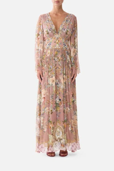 Camilla Flared Sleeve Dress In Chamber Of Blooms