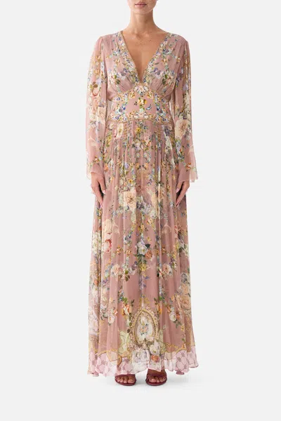 Camilla Flared Sleeve Dress Chamber Of Blooms In Brown