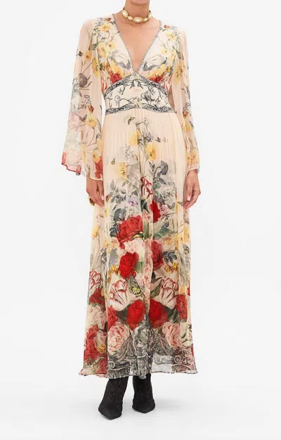 Camilla Flared Sleeved Dress In Etched Into Eternity In Multi