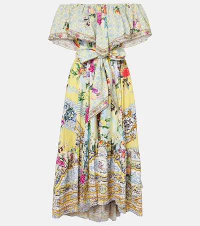 Camilla Flor Fantástica Floral Cotton Midi Dress In Yellow