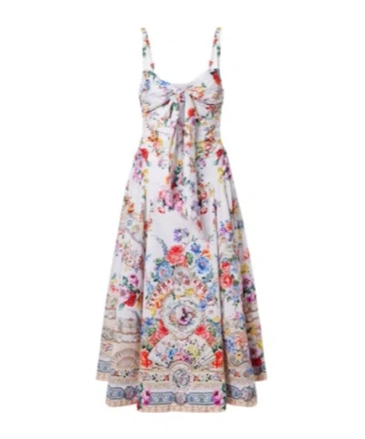 Camilla Floral Cotton-blend Midi Dress In White
