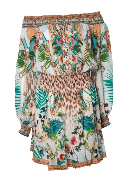 Camilla Floral Dress With Leopard Print In Multi