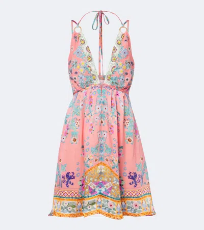 Camilla Floral Embellished Silk Minidress In Multi