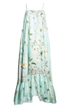 Camilla Floral Freefall Convertible Silk Maxi Dress In Blue