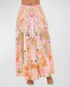 Camilla Gathered Linen And Silk Maxi Skirt In Clever Clogs