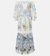 Camilla Floral Off-shoulder Linen And Silk Maxi Dress In White