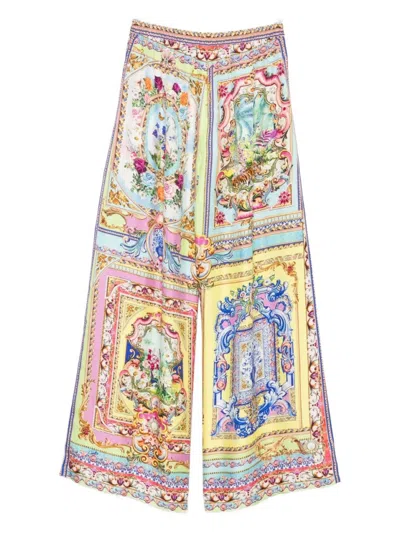 Camilla Floral-panelled Silk Trousers In Multi