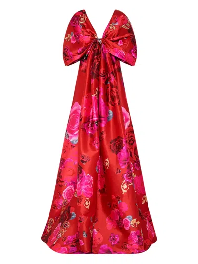 Camilla Floral-pattern Maxi Dress In Red