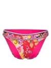 Camilla Floral-print Bikini Bottoms In Pink