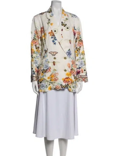 Pre-owned Camilla Floral Print Blazer In White