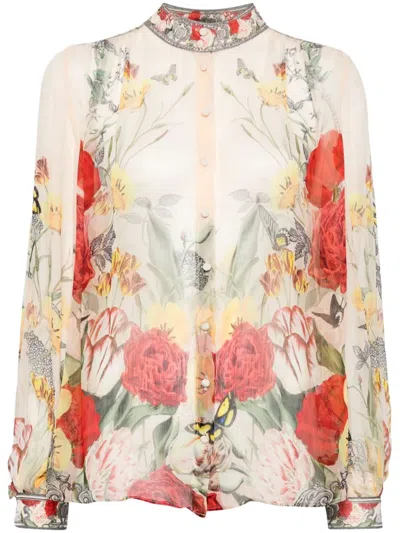 Camilla Floral-print Chiffon Blouse In Etcheter