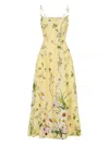 Camilla Crystal-embellished Floral-print Linen And Silk-blend Midi Dress In Yellow