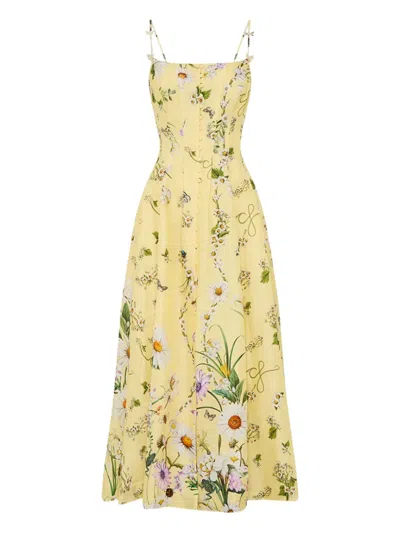 CAMILLA FLORAL-PRINT CORSET MIDI DRESS