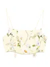 Camilla Floral-print Cropped Top In Neutral