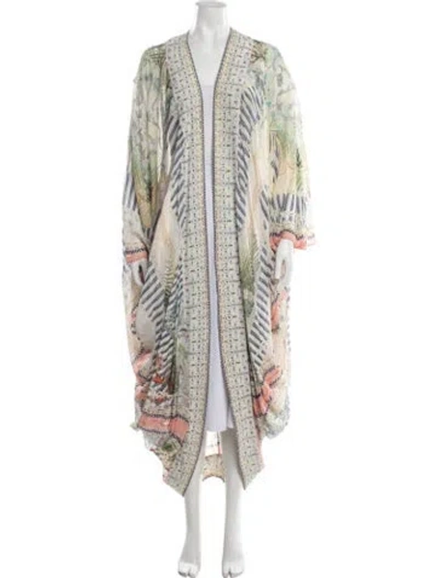 Pre-owned Camilla Floral Print Crystal Embellishments Cover-up In Gray