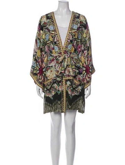Pre-owned Camilla Floral Print Crystal Embellishments Cover-up In Neutral