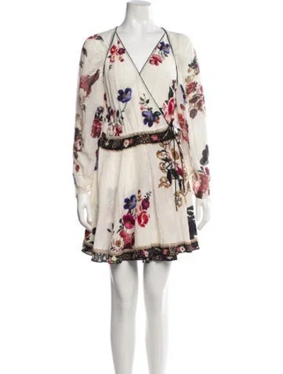 Pre-owned Camilla Floral Print Crystal Embellishments Cover-up In Neutrals