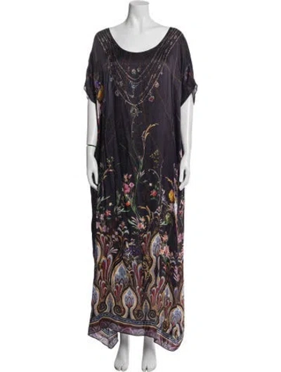 Pre-owned Camilla Floral Print Crystal Embellishments Cover-up In Purple