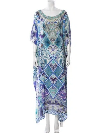Pre-owned Camilla Floral Print Crystal Embellishments Cover-up W/ Tags In Blue