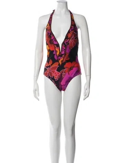 Pre-owned Camilla Floral Print Crystal Embellishments One-piece W/ Tags In Black