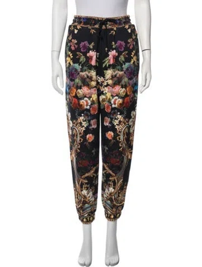 Pre-owned Camilla Floral Print Crystal Embellishments Sweatpants In Black