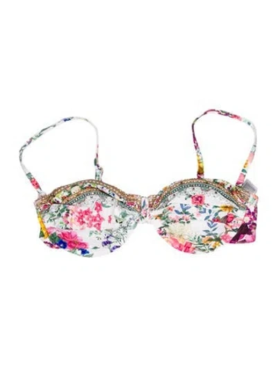 Pre-owned Camilla Floral Print Crystal Embellishments Top W/ Tags In Multi
