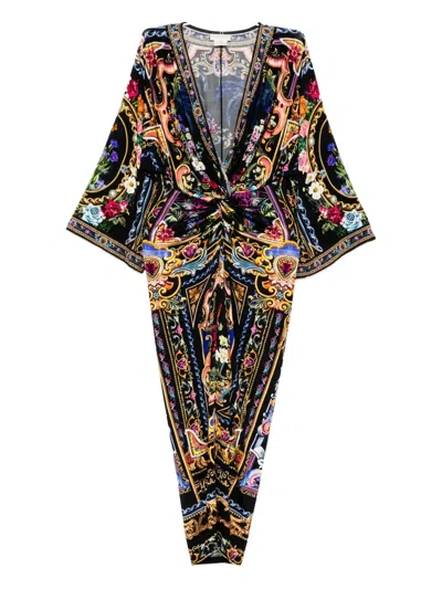 Camilla Floral-print Dress In Black