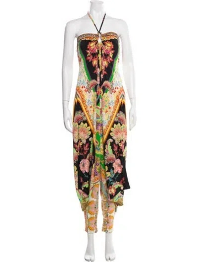 Pre-owned Camilla Floral Print Halterneck Jumpsuit In Multicolor
