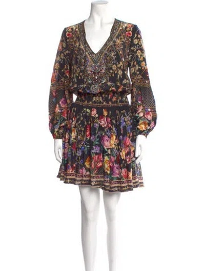 Pre-owned Camilla Floral Print Knee-length Dress In Black