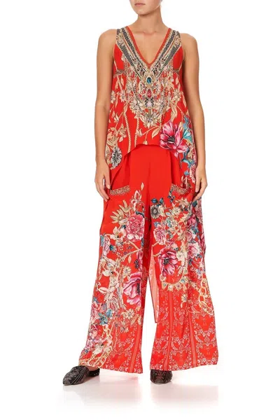 Camilla Floral Print Ladies Top In Red