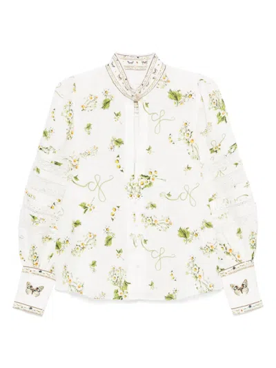 CAMILLA FLORAL-PRINT LINEN SHIRT