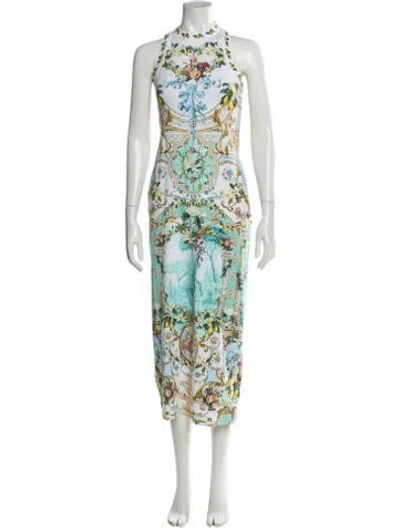 Pre-owned Camilla Floral Print Long Dress In Blue