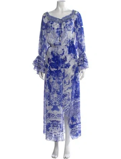 Pre-owned Camilla Floral Print Long Dress In Blue