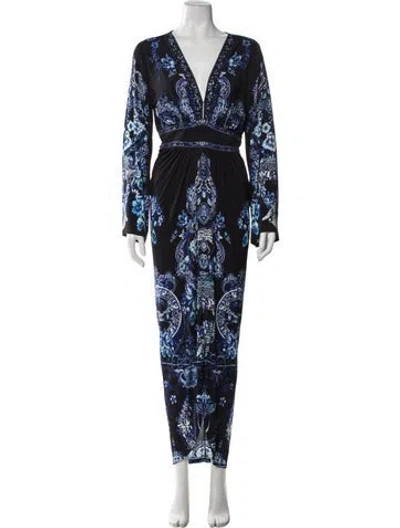 Pre-owned Camilla Floral Print Long Dress In Blue
