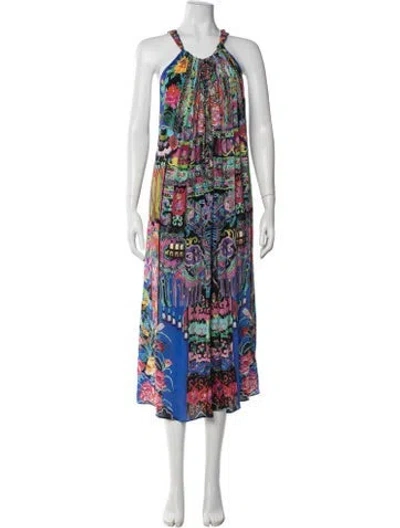 Pre-owned Camilla Floral Print Long Dress In Blue/purple