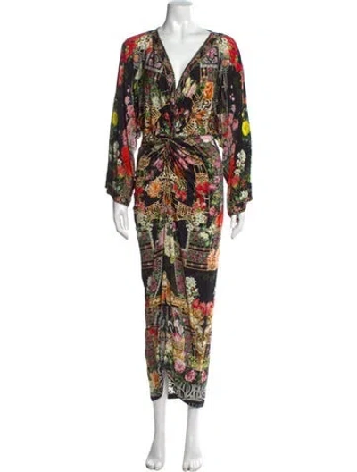 Pre-owned Camilla Floral Print Long Dress In Brown