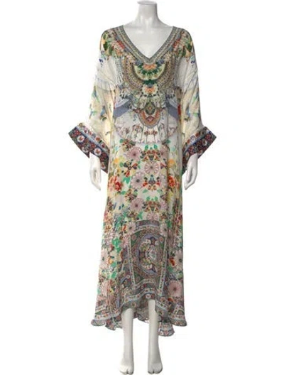 Pre-owned Camilla Floral Print Long Dress In Green