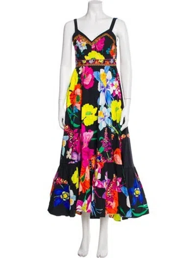 Pre-owned Camilla Floral Print Long Dress In Multi