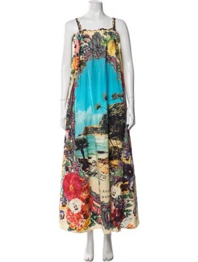 Pre-owned Camilla Floral Print Long Dress In Multi
