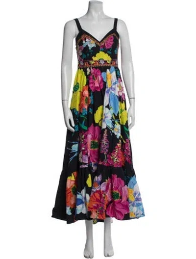 Pre-owned Camilla Floral Print Long Dress In Multi